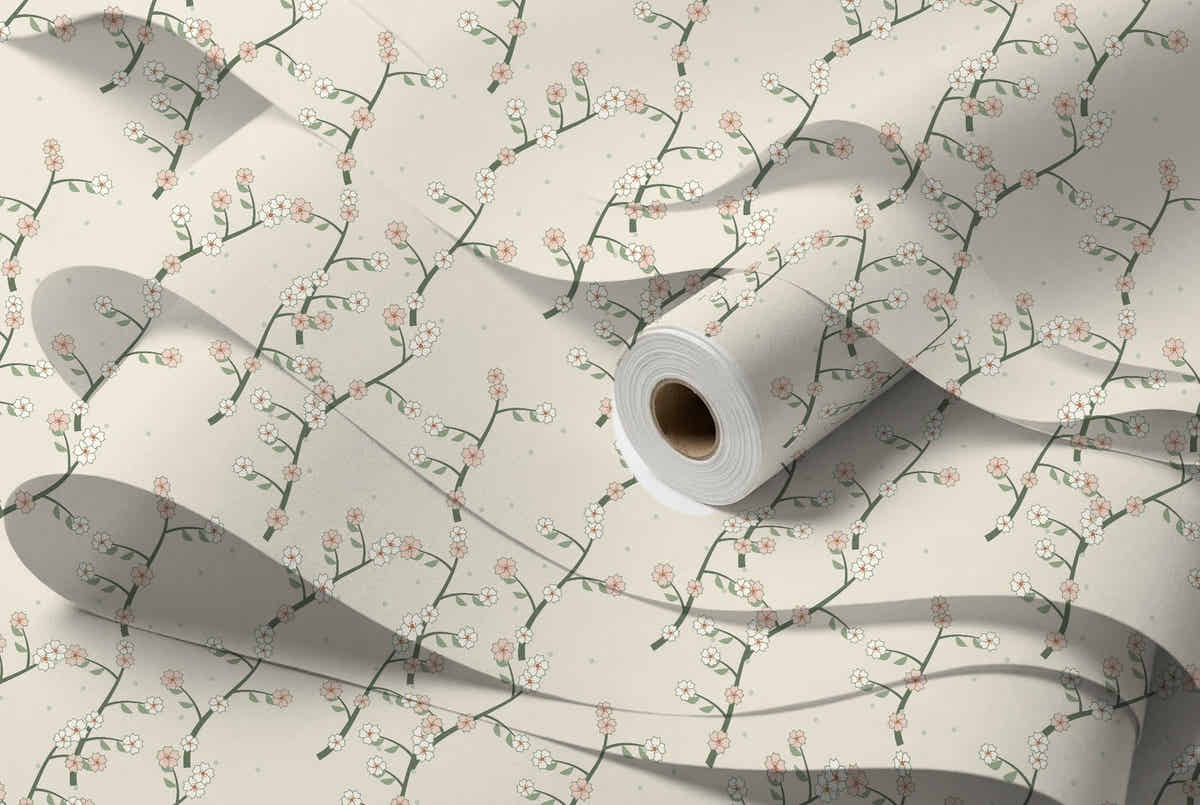 Rouleau de papier peint Chinoiserie – Sauge, intissé premium