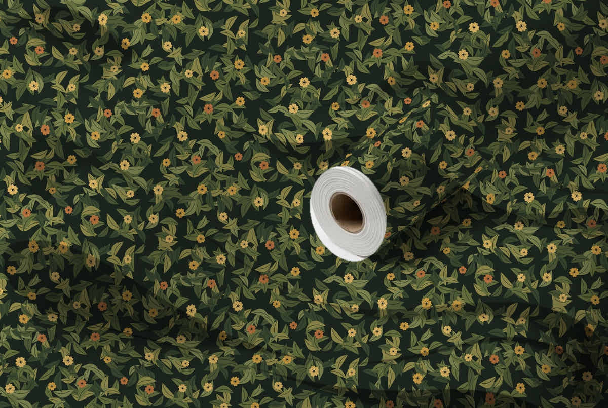 Rouleau de papier peint Feuillage – Olive sombre, intissé premium