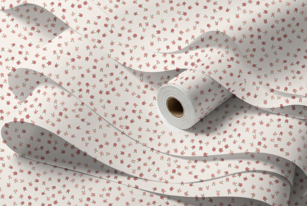 Rouleau de papier peint Petites fleurs – Poudré, intissé premium