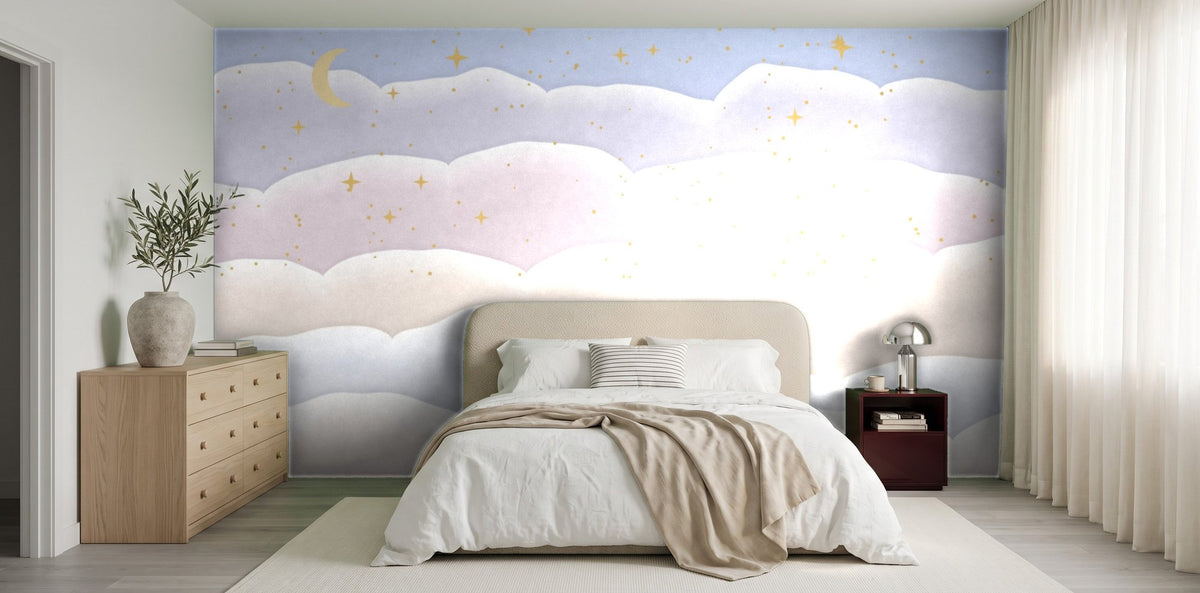 Papier peint Wallnia aux tons pastel dans une chambre douce