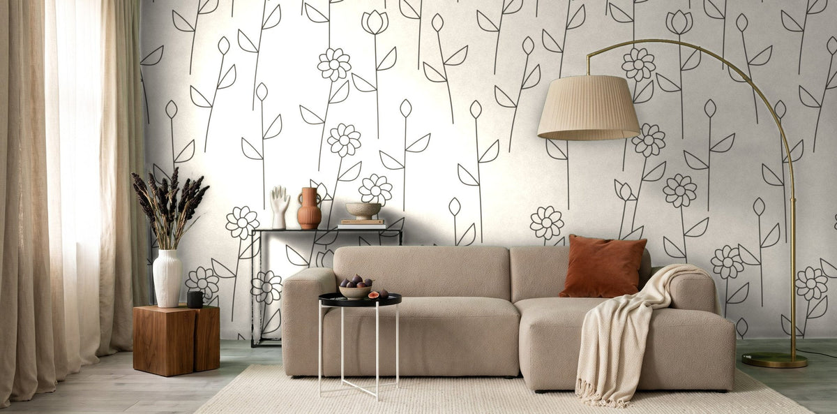Papier peint sur mesure Wallnia dans un salon japandi