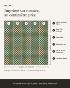 Infographie : papier peint Éventails Art déco – Émeraude et or sur mesure, lés de 50 cm