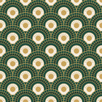 Papier peint Éventails Art déco – Émeraude et or, motif vert émeraude et or