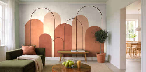 Papier peint Arches – Terracotta dans un salon lumineux