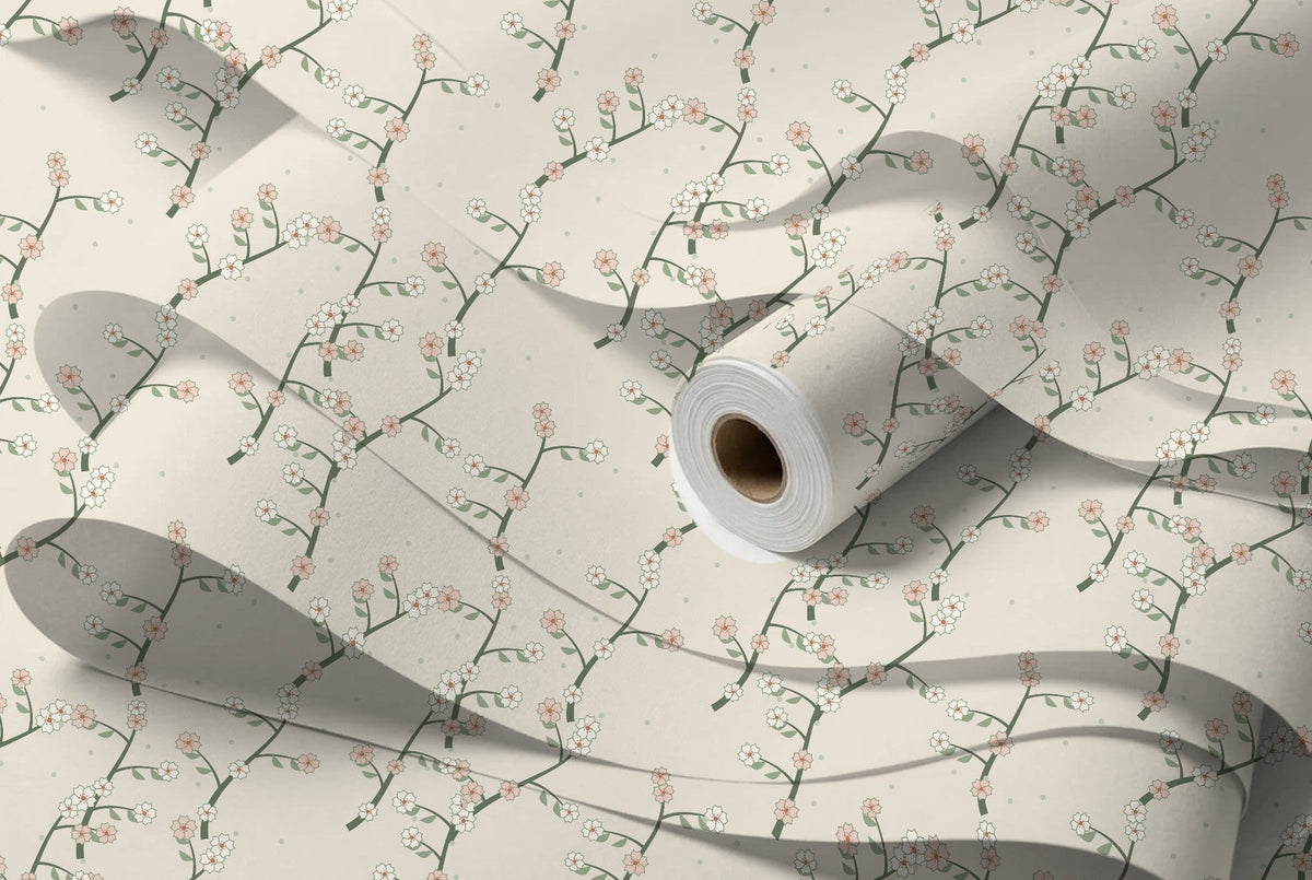 Rouleau de papier peint Chinoiserie – Sauge, intissé premium
