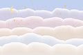 Papier peint Ciel de nuages – Pastel, nuages pastel et étoiles dorées