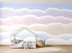 Papier peint Ciel de nuages – Pastel en situation (chambre d’enfant)