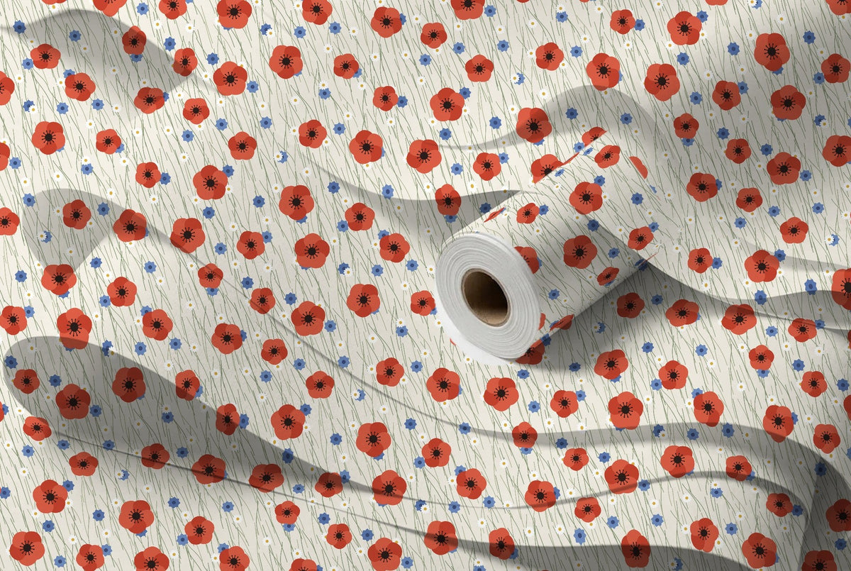 Rouleau de papier peint Coquelicots des champs, intissé premium