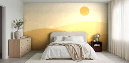 Papier peint Dunes dorées dans une chambre japandi