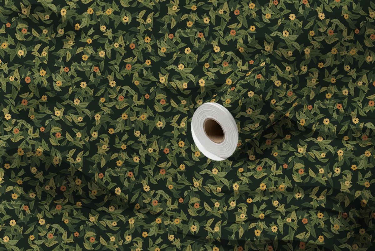 Rouleau de papier peint Feuillage – Olive sombre, intissé premium