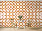 Papier peint Fleurs block-print – Terracotta en situation (coin repas)
