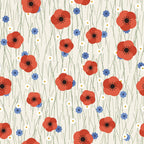 Papier peint Coquelicots des champs, motif coquelicots, bleuets et marguerites
