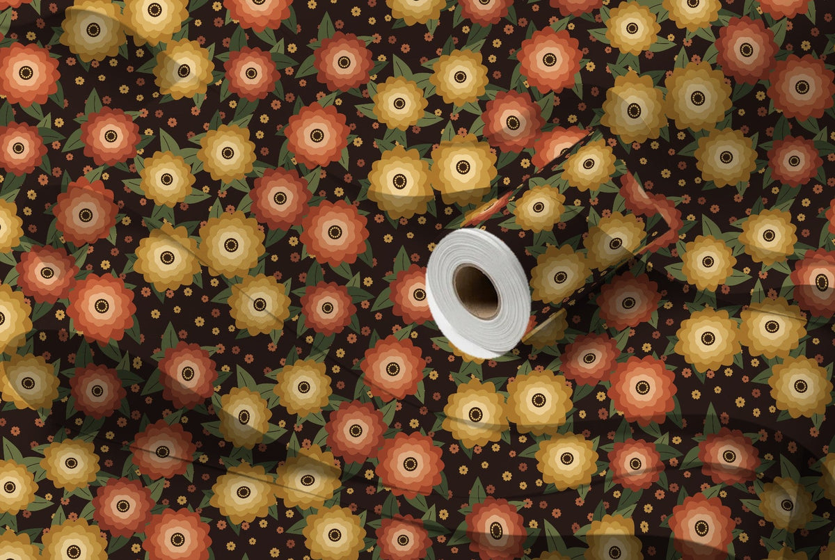 Rouleau de papier peint Fleurs de nuit – Terracotta, intissé premium