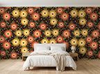 Papier peint Fleurs de nuit – Terracotta en situation (chambre)