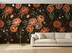Papier peint Fleurs de velours – Chocolat en situation (salon)