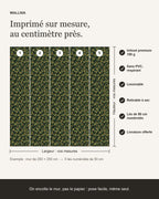 Infographie : papier peint Feuillage – Olive sombre sur mesure, lés de 50 cm