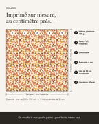 Infographie : papier peint Flower power 70s sur mesure, lés de 50 cm