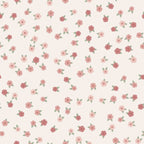 Papier peint Petites fleurs – Poudré, motif petites fleurs rose poudré sur fond crème