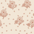 Papier peint Toile florale – Terracotta, motif bouquets au trait terracotta sur fond écru