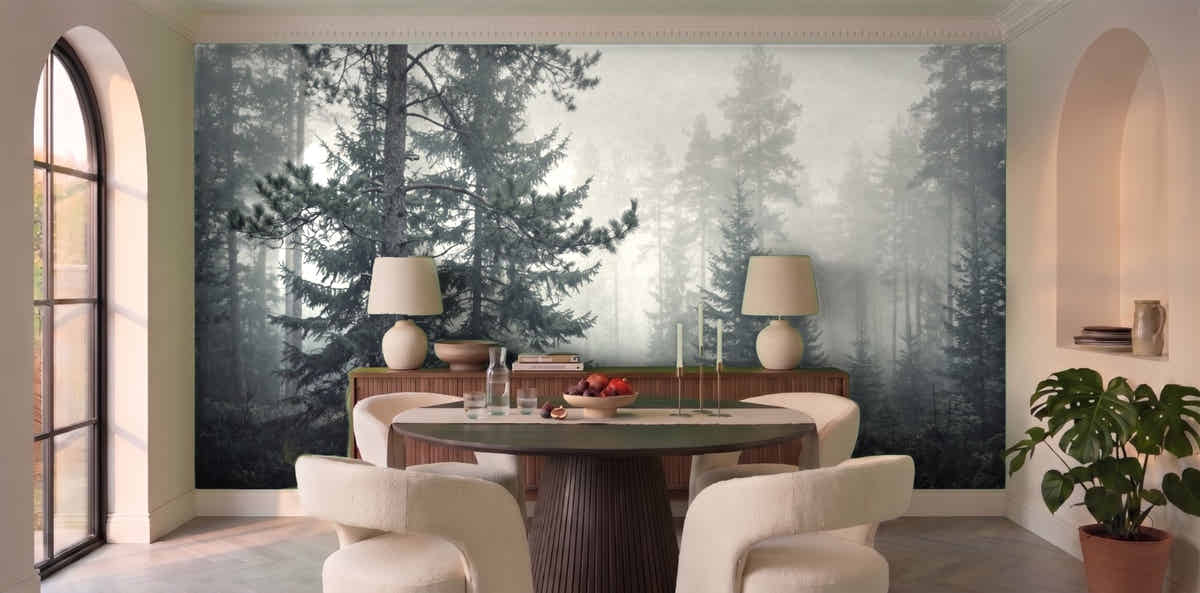 Papier peint Forêt de brume – Pins dans une salle à manger