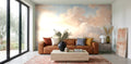 Papier peint Fresque de nuages – Ciel ancien dans un salon avec baie vitrée