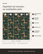 Papier peint Guépards de jungle – Bleu nuit – infographie de pose