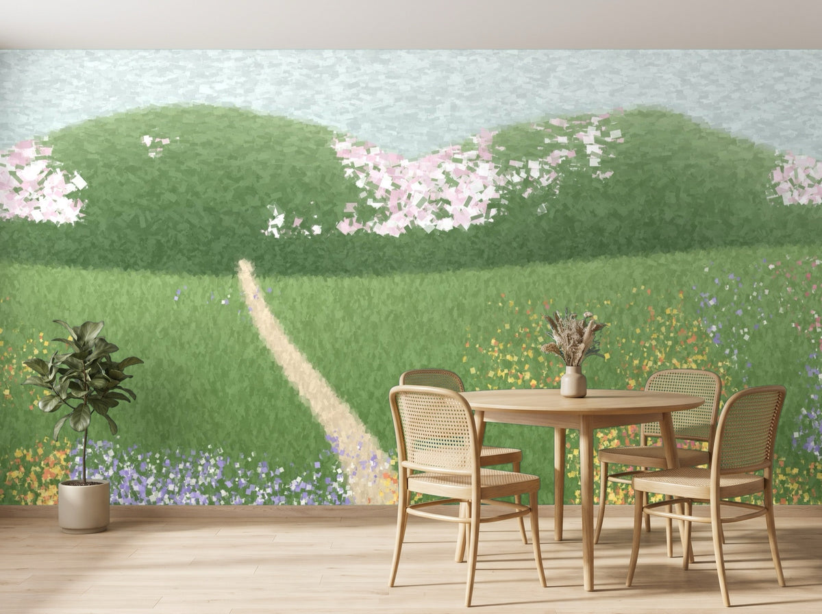 Papier peint Jardin impressionniste en situation (salle à manger)