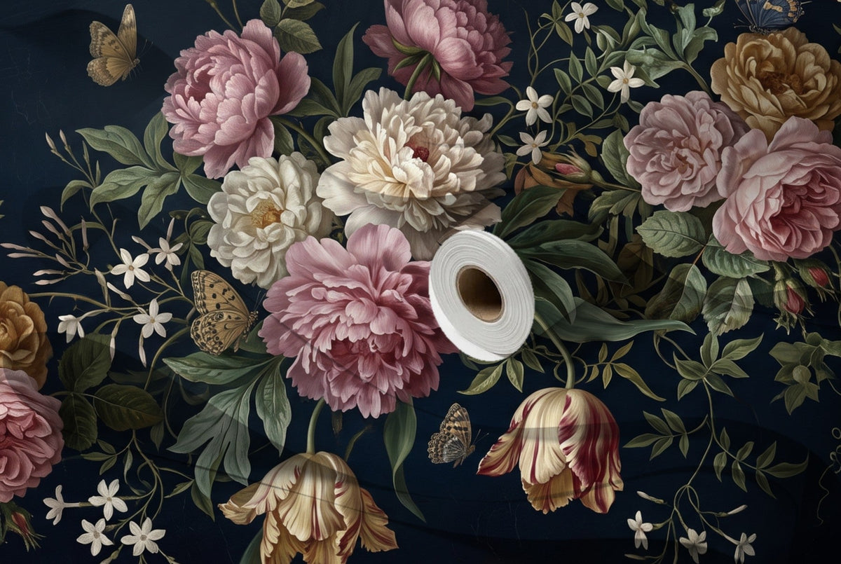 Papier peint Nocturne baroque – Bleu nuit – rouleau et lés