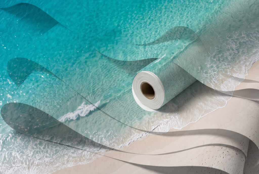 Papier peint Océan vu du ciel – Turquoise – rouleau et lés