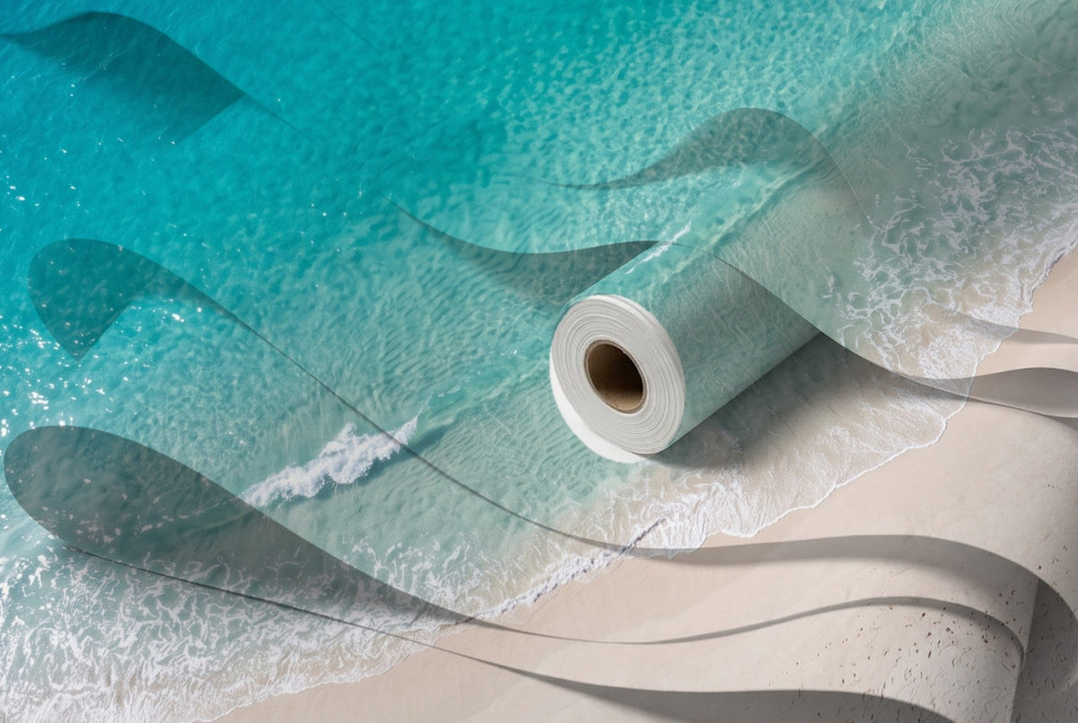 Papier peint Océan vu du ciel – Turquoise – rouleau et lés