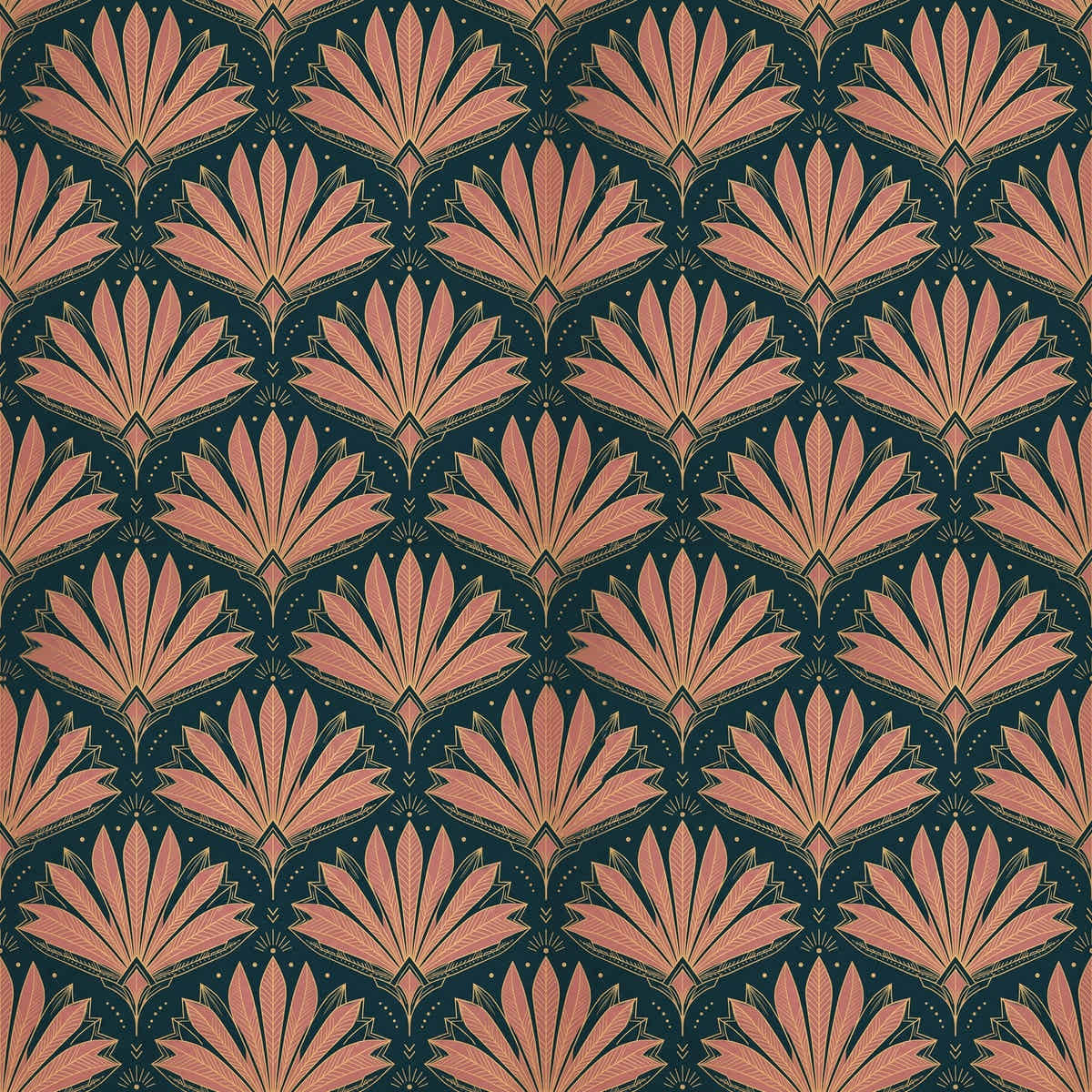 Papier peint Palmes Art déco – Canard & rose – motif