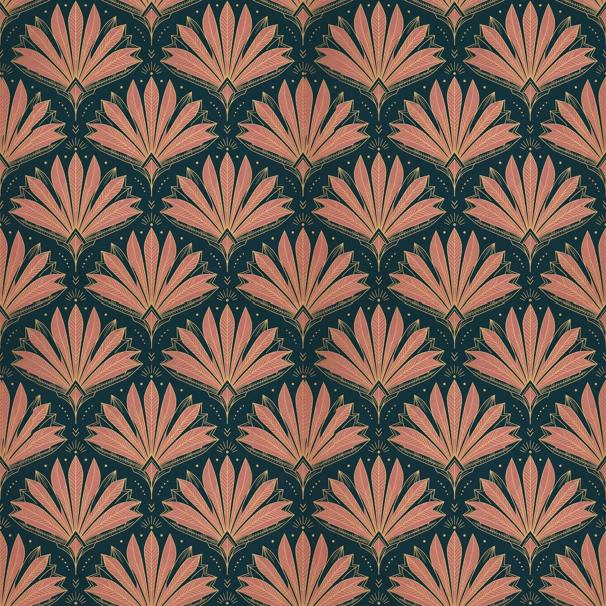 Papier peint Palmes Art déco – Canard & rose – motif