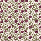Papier peint Pavots héritage – Prune & olive – motif