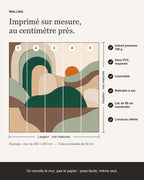Papier peint Paysage en blocs – Moka & émeraude – infographie de pose