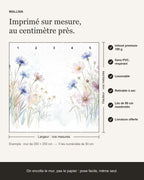 Papier peint Prairie aquarelle – Bleu tendre – infographie de pose