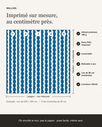 Papier peint Rayures festonnées – Bleu céruléen – infographie de pose