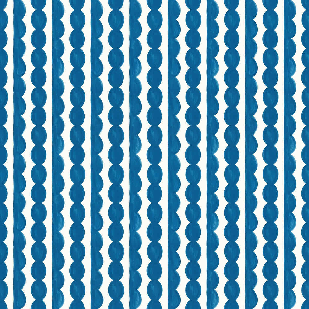 Papier peint Rayures festonnées – Bleu céruléen – motif