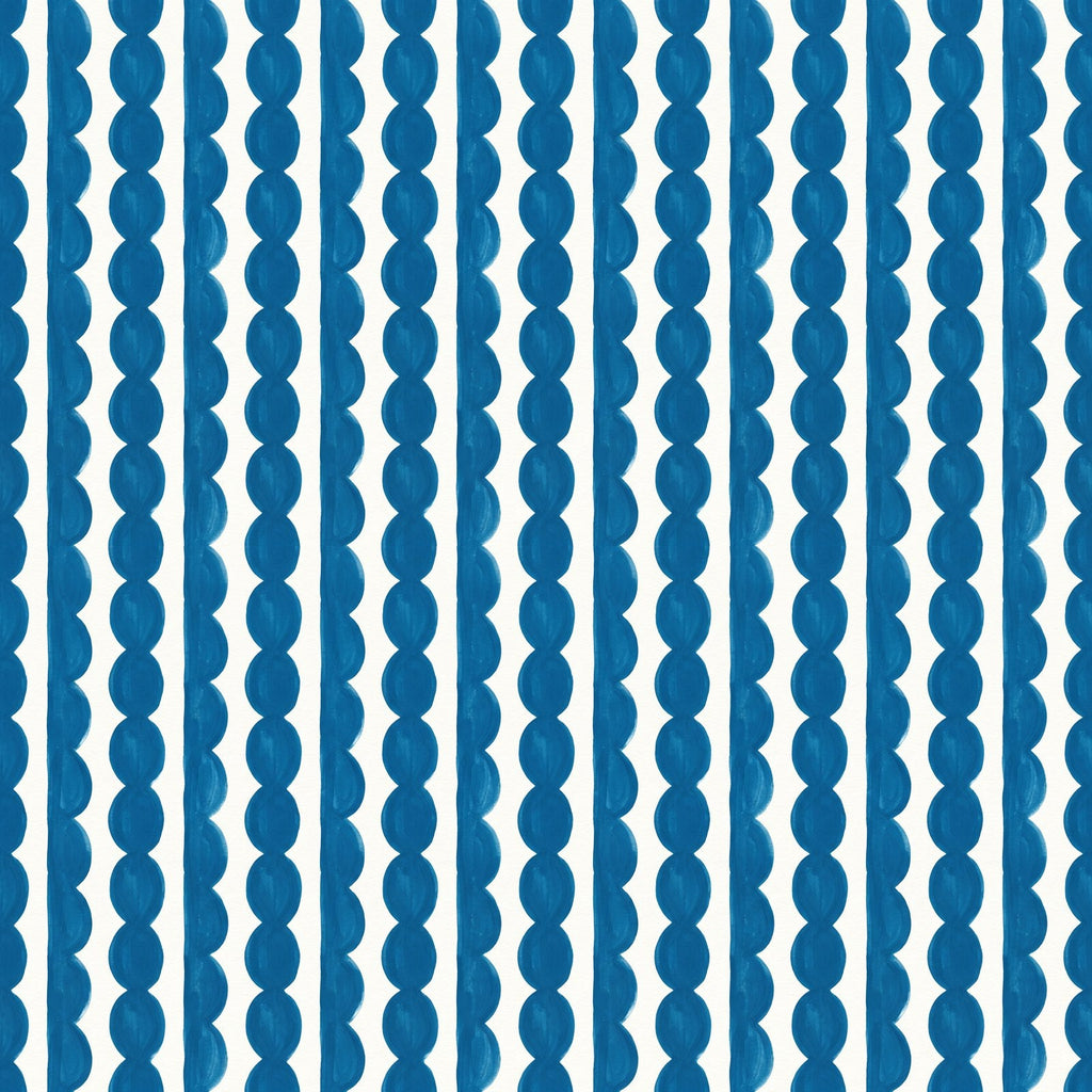 Papier peint Rayures festonnées – Bleu céruléen – motif