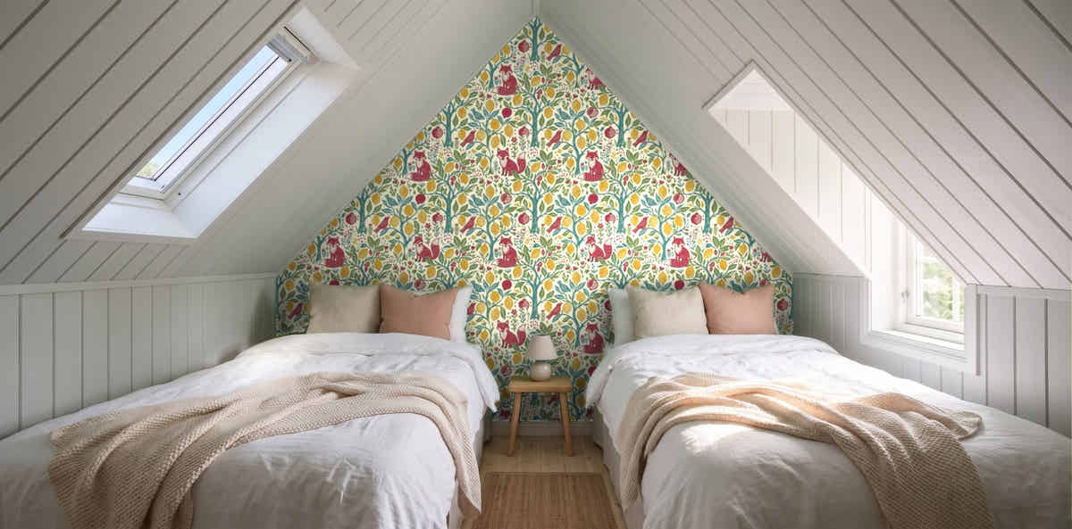 Papier peint Renard au citronnier – Folk dans une chambre sous les toits