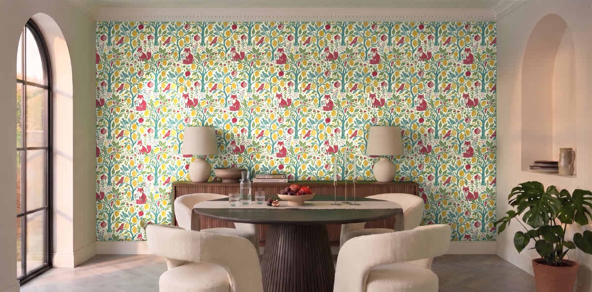 Papier peint Renard au citronnier – Folk dans une salle à manger