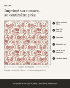 Papier peint Toile de Jouy – Rouge brique – infographie de pose
