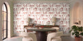 Papier peint Toile de Jouy – Rouge brique dans une salle à manger