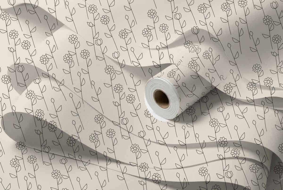 Rouleau de papier peint Trait japandi – Lin, intissé premium