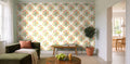 Papier peint Tulipes Art déco – Corail & sauge dans un salon lumineux