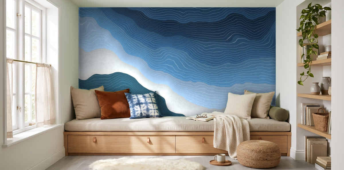 Papier peint Vagues d'encre – Océan dans un coin lecture