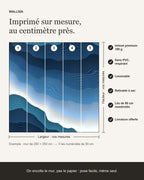 Infographie : papier peint Vagues d'encre – Océan sur mesure, lés de 50 cm