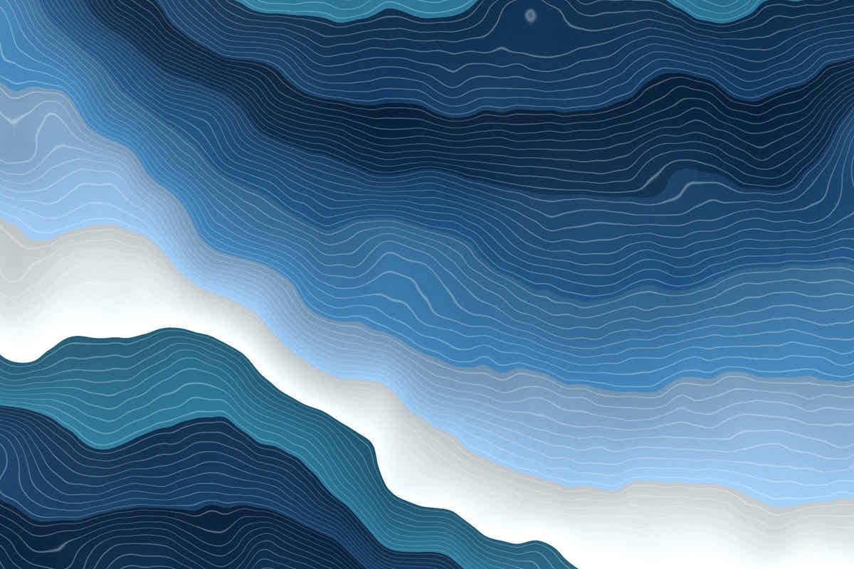 Papier peint Vagues d'encre – Océan, vagues bleu océan aux lignes d'écume