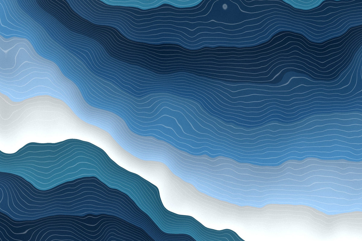 Papier peint Vagues d'encre – Océan, vagues bleu océan aux lignes d'écume