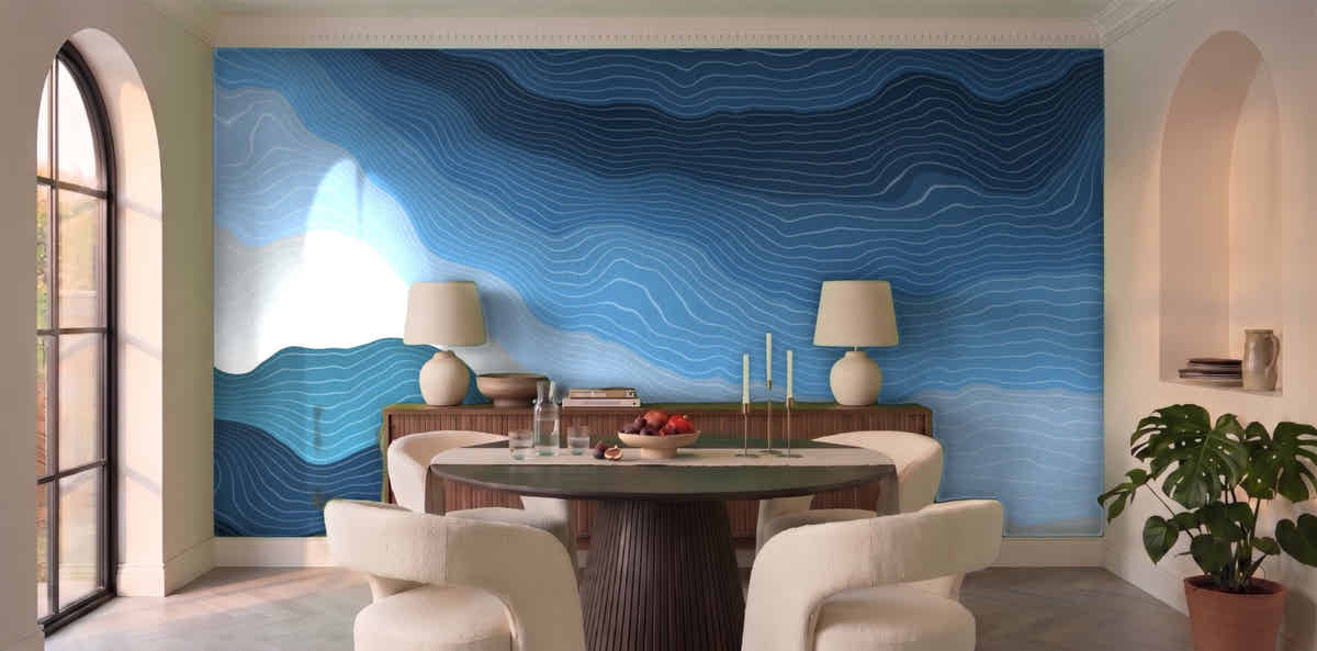 Papier peint Vagues d'encre – Océan dans une salle à manger