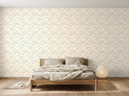Papier peint Vagues japandi – Indigo en situation (chambre)